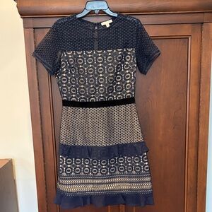 Chelsea28 Navy Lace Midi Dress (Camel Colored Lining) - Medium - NWOT